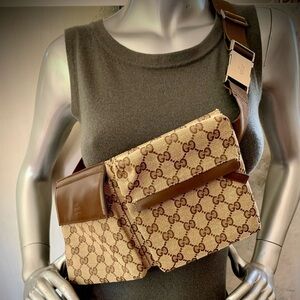 GUCCI GG Vintage Double Belt Bag Monogram